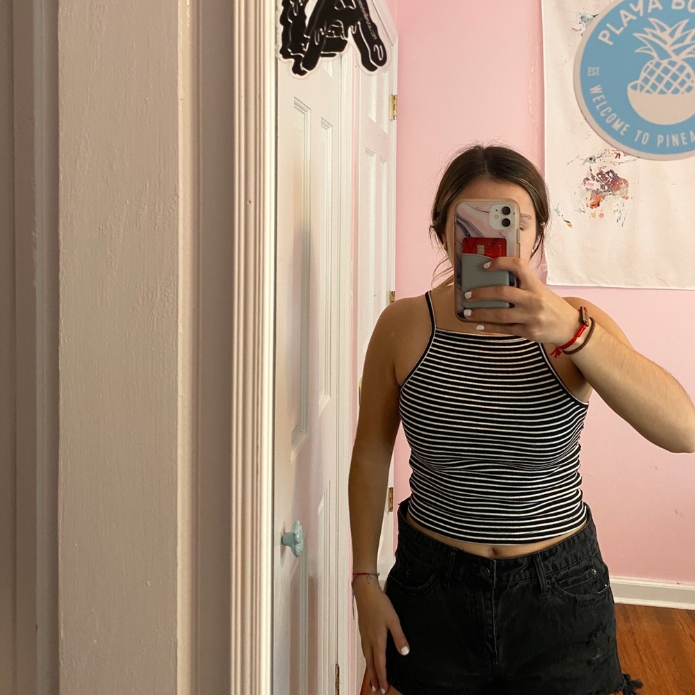 Black &white American Apparel striped parker tank